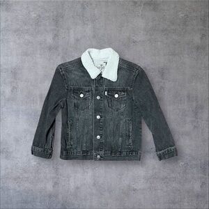 Sherpa Collar Black Denim Jacket